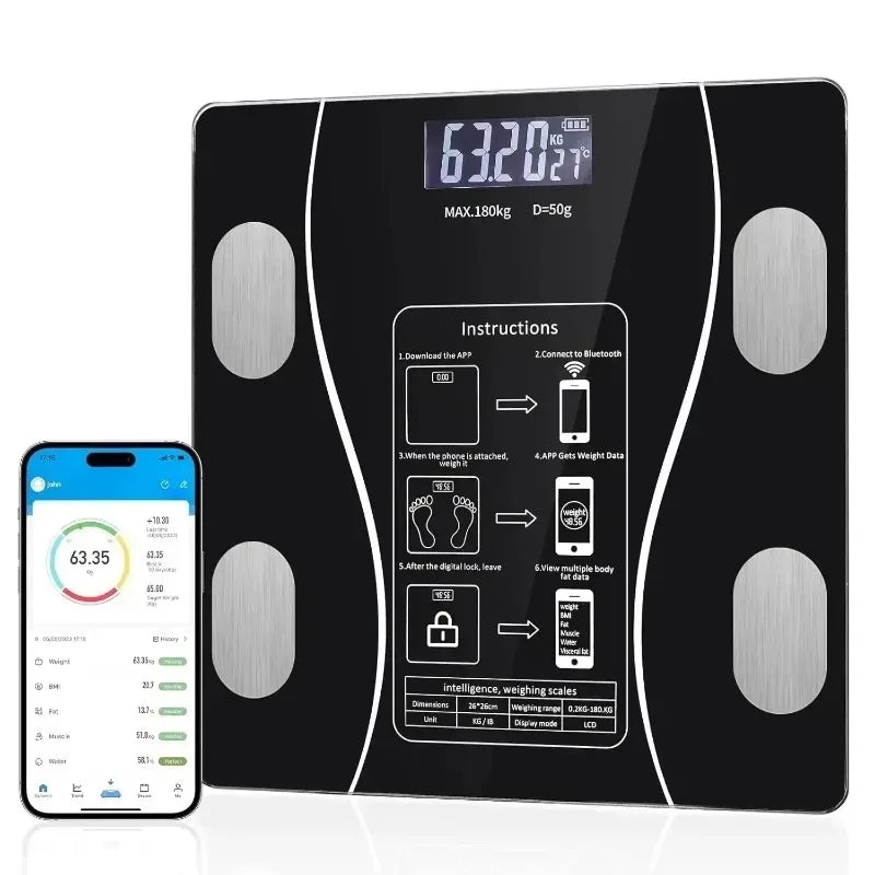 Smart Body Fat Scale with Bluetooth & Precision Tracking