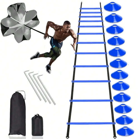 Speed & Agility Training Set – 20ft Agility Ladder, Cones, Resistance Parachute & Speed Training Equipment