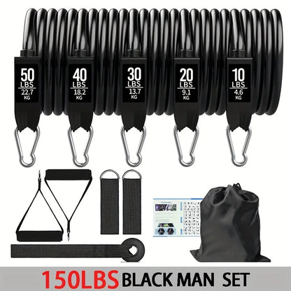 Resistance Band Set – Exercise Bands with Handles, Door Anchor, Ankle Straps & Carry Bag