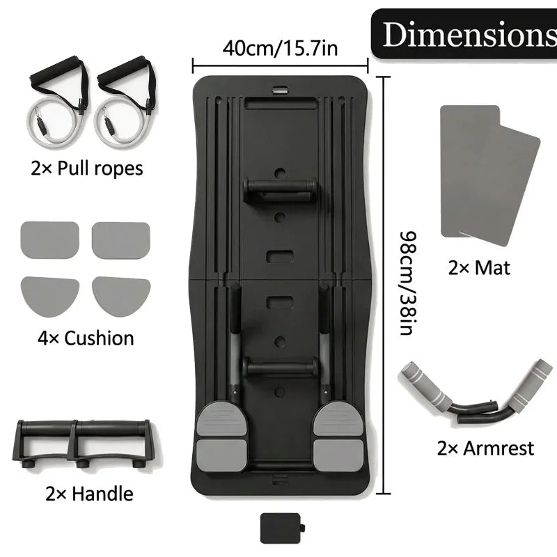 Multi-Functional Ab Workout Board, Foldable Core Trainer Equipment with Resistance Bands, Push-Up Bars, Abdominal Trainer, Full Body Home Gym Fitness Equipment for Abs Legs Arms Training