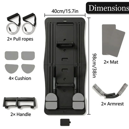 Multi-Functional Ab Workout Board, Foldable Core Trainer Equipment with Resistance Bands, Push-Up Bars, Abdominal Trainer, Full Body Home Gym Fitness Equipment for Abs Legs Arms Training