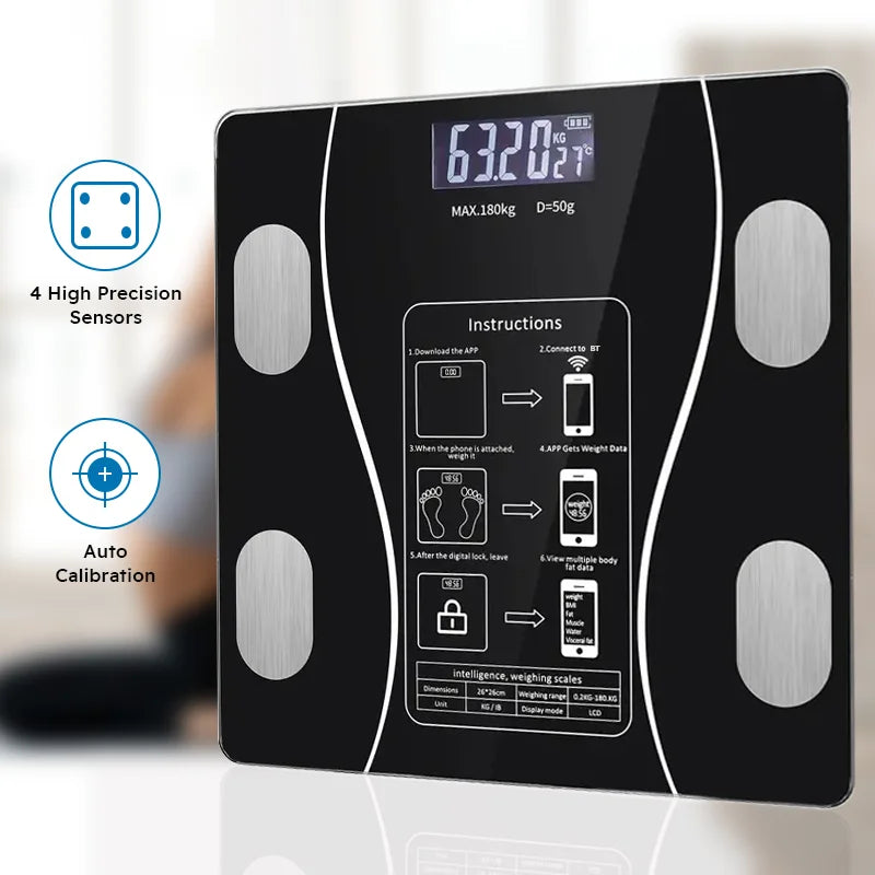 Smart Body Fat Scale – Wireless Digital Bathroom Scale with Body Composition Analyzer & LED Display