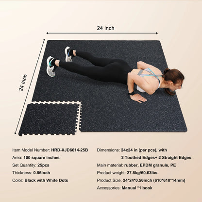 SucceBuy Interlocking Gym Floor Mats (0.56" EVA Foam & Rubber Top)