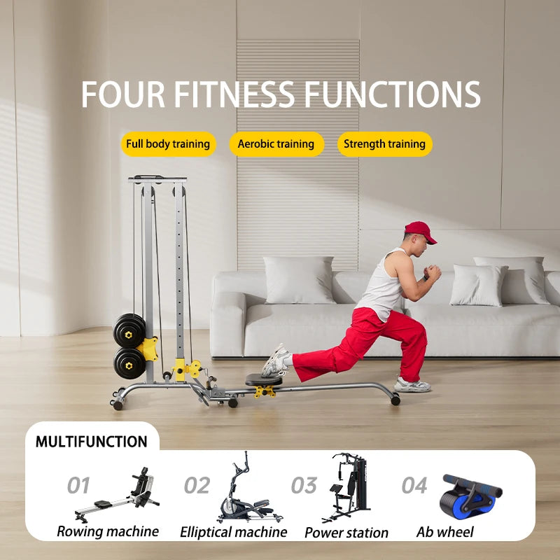 LAT Pulldown Machine 100KG Home Gym with High Low Pulley & Row Bars