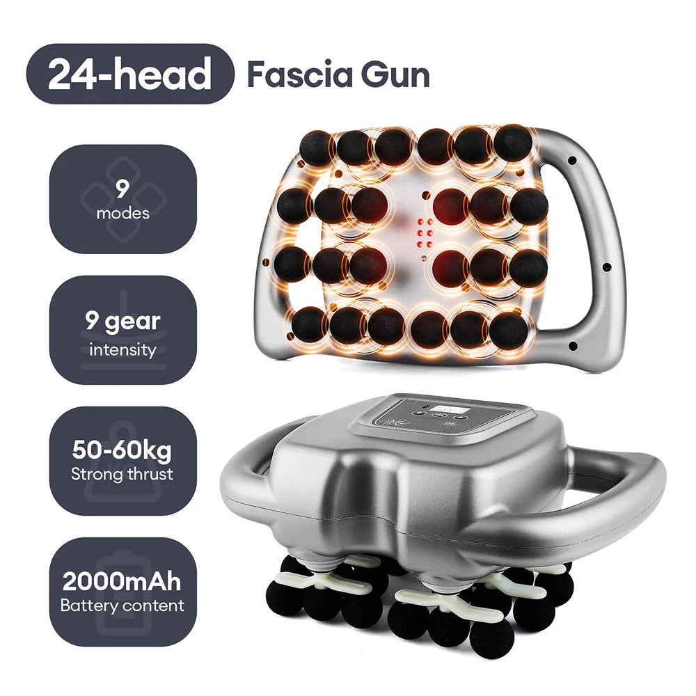 16-Head Fascia Massage Gun – High-Frequency Deep Tissue Muscle Massager for Back, Neck, Shoulders & Waist