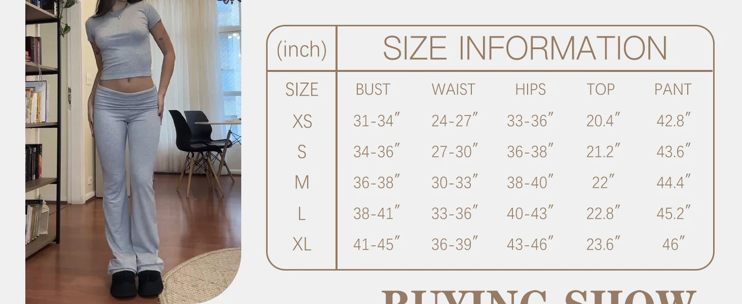 Women’s 2-Piece Yoga Set – Short Sleeve Top & Flared Pants for Fitness & Leisure