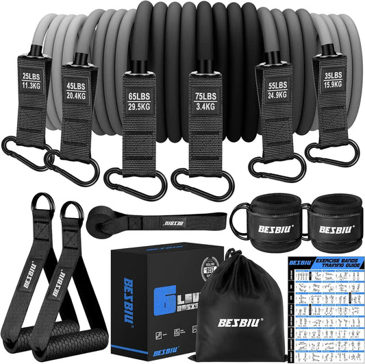 Heavy Resistance Band Set – 300lbs, Handles, Door Anchor & Ankle Straps for Home Gym Training
