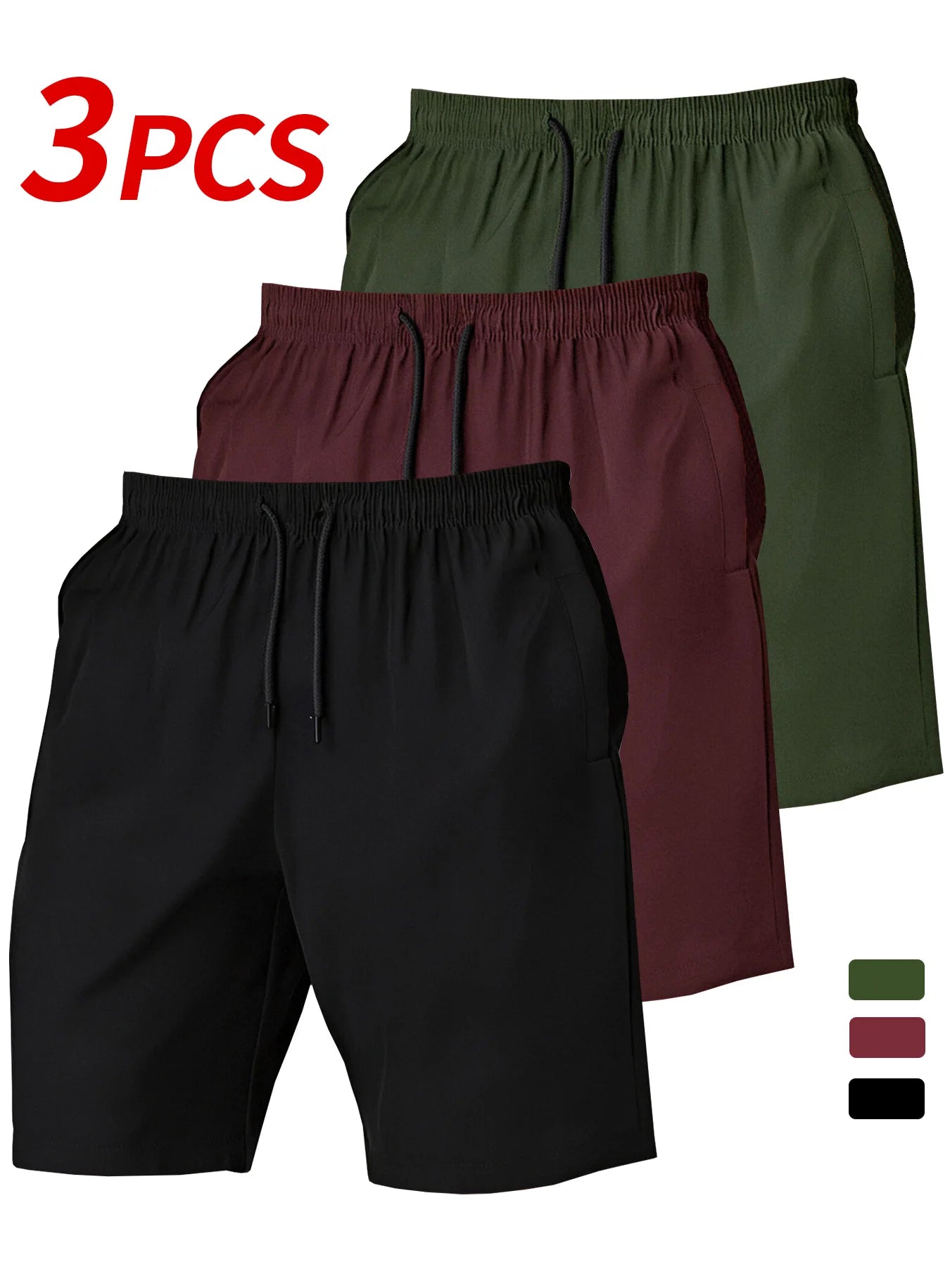 Men’s 3-Pack Quick-Dry Shorts – Lightweight Athletic Shorts for Sports, Travel & Everyday Wear