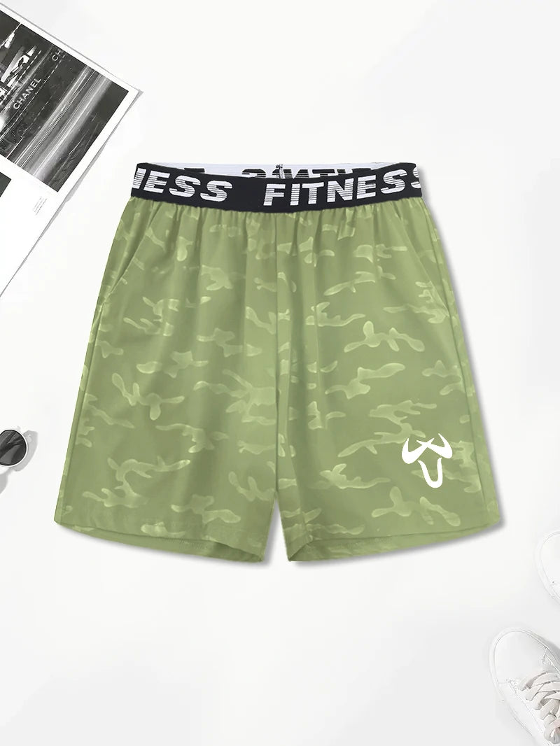 Men’s Quick-Dry Athletic Shorts – Lightweight, Elastic Waist, Drawstring & Geometric Design