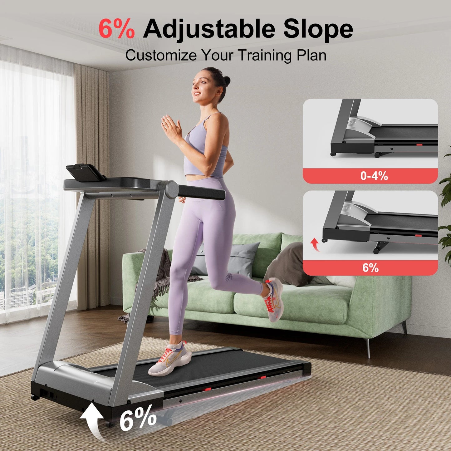 Foldable Incline Treadmill (3.5HP, 350 lb Capacity) with Smart App Tracking