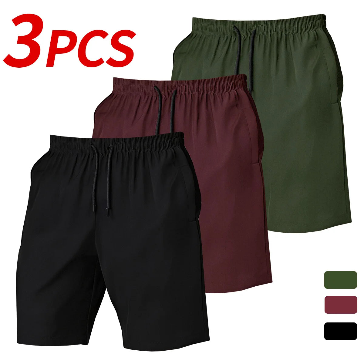 Men’s 3-Pack Quick-Dry Shorts – Lightweight Athletic Shorts for Sports, Travel & Everyday Wear