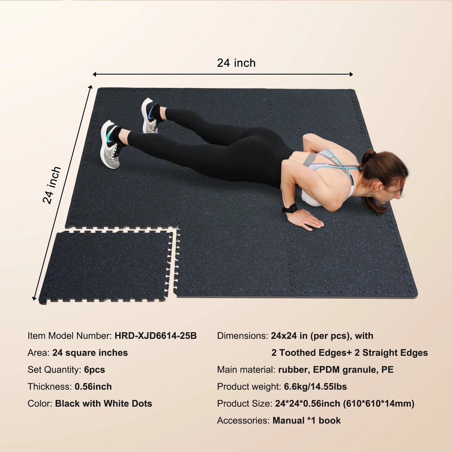 SucceBuy Interlocking Gym Floor Mats (0.56" EVA Foam & Rubber Top)