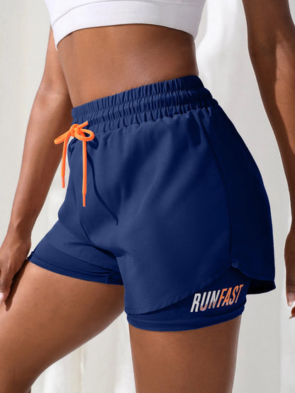 Women's High Rise Yoga Shorts With Elastic Proximity Control Running Shorts, Fake Two Pieces Pants