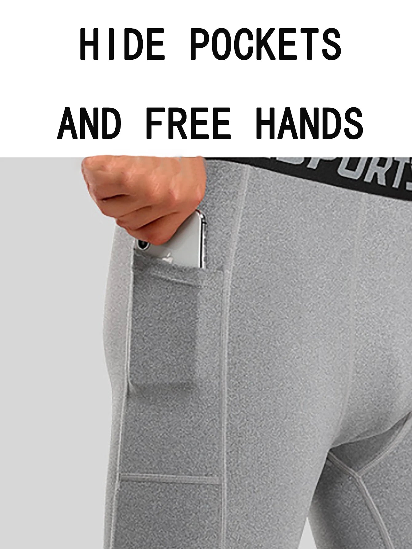 1 Pack Men Compression Shorts with Side Pocket Quick Dry Fitness Running