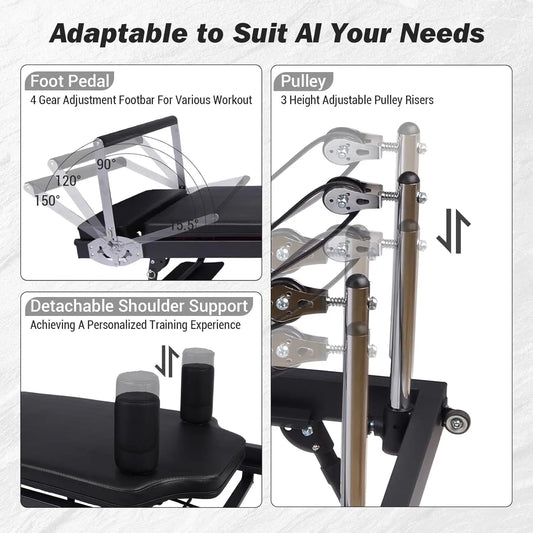 Foldable Pilates Reformer Machine – Adjustable Resistance Training Equipment with Jump Board