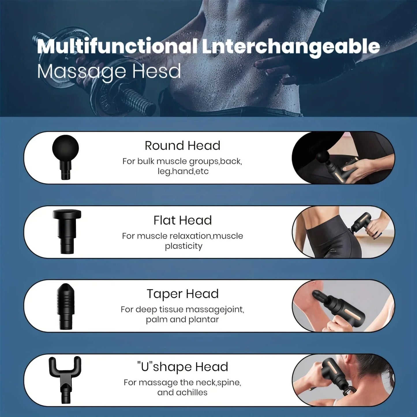 Portable Electric Fascial Massage Gun With LED Touch Screen