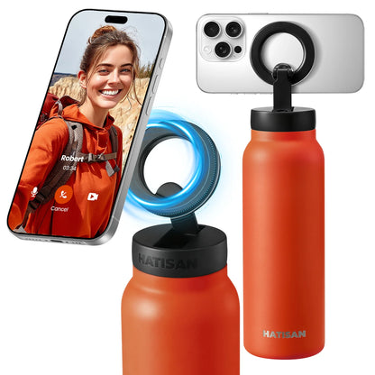 24oz Stainless Steel Insulated Water Bottle – Magnetic Phone Holder, Sports & Travel Thermos