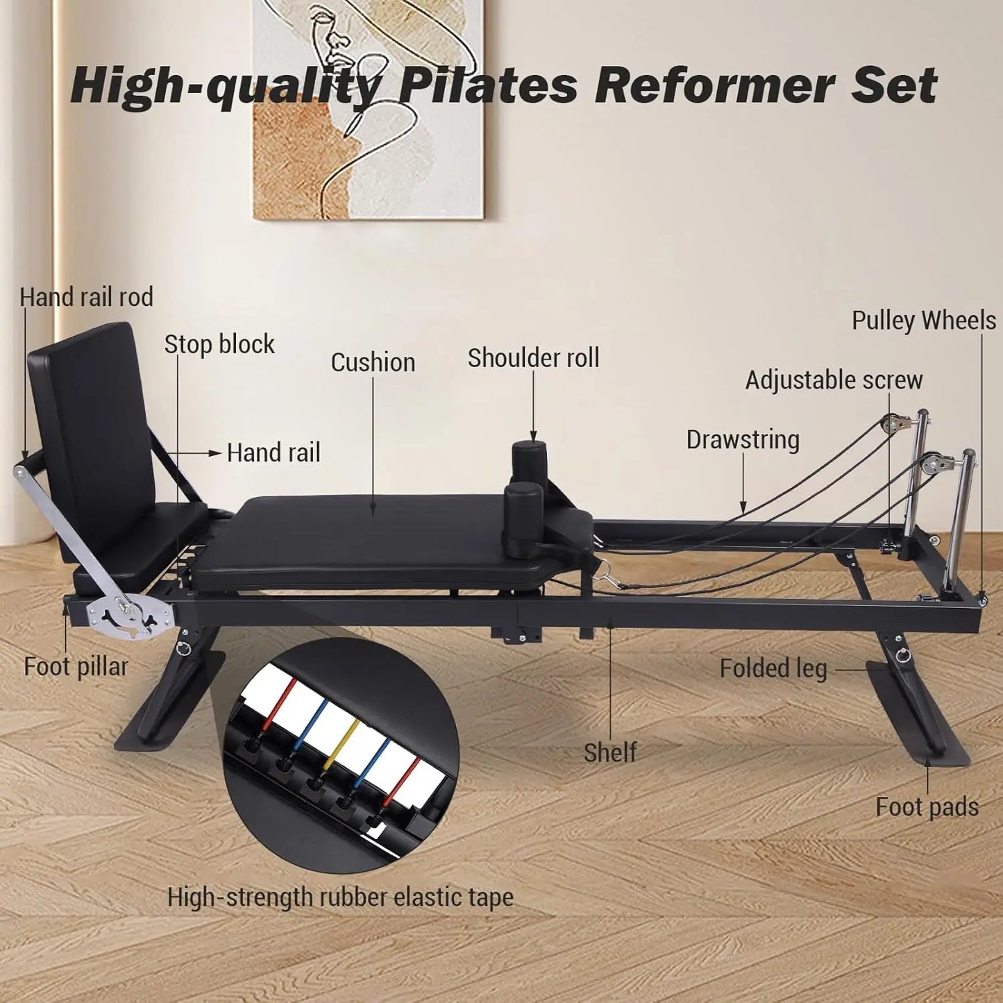 Foldable Pilates Reformer Machine – Adjustable Resistance Training Equipment with Jump Board
