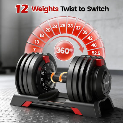 Adjustable Dumbbell Set 52.5/90 LB – Quick-Adjust Weights with Safety Lock for Home Gym
