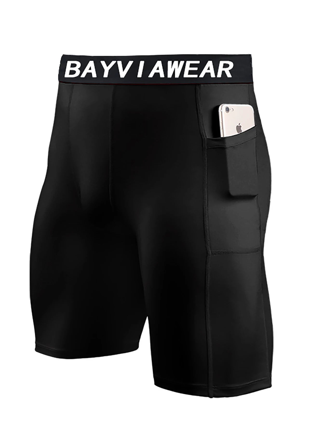 1 Pack Men Compression Shorts with Side Pocket Quick Dry Fitness Running