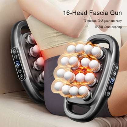 16-Head Fascia Massage Gun – High-Frequency Deep Tissue Muscle Massager for Back, Neck, Shoulders & Waist