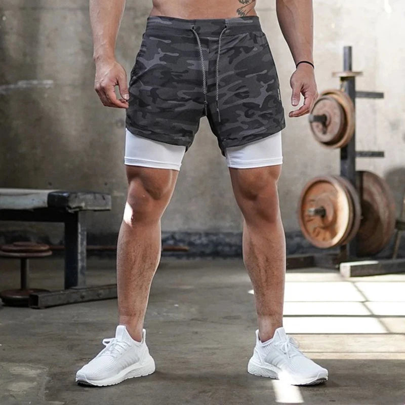 Men’s Camo Running Shorts – 2-in-1 Quick-Dry Gym, Training & Fitness Shorts