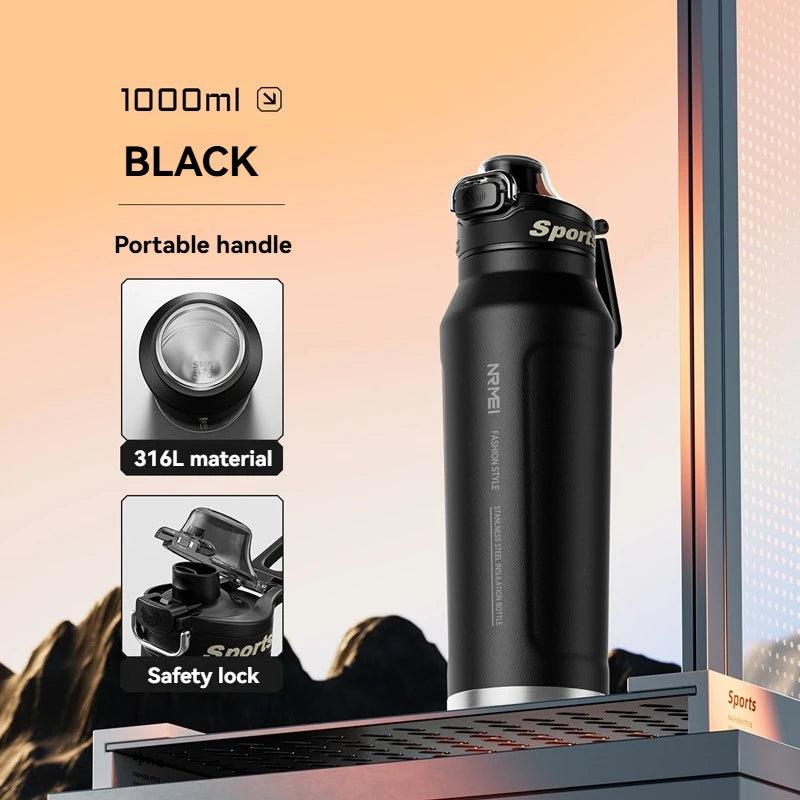 1L Stainless Steel Vacuum Insulated Water Bottle with Handle