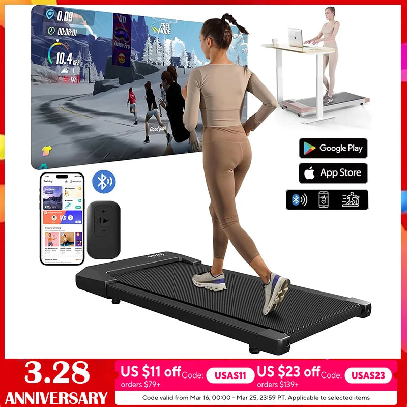2.5HP Walking Pad Treadmill with LCD Display (300 lb Capacity)
