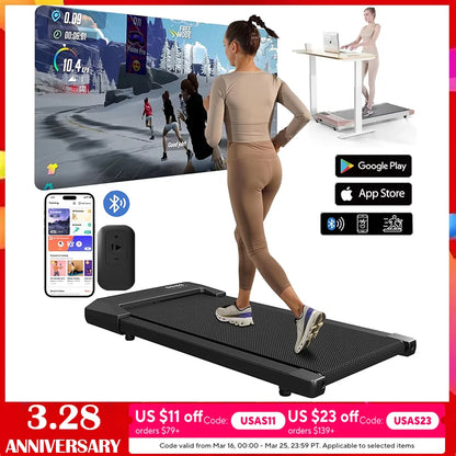 2.5HP Walking Pad Treadmill with LCD Display (300 lb Capacity)