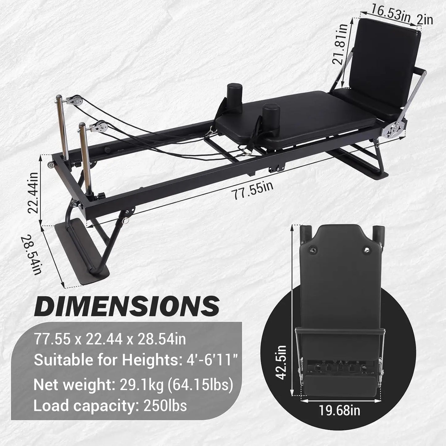 Foldable Pilates Reformer Machine – Adjustable Resistance Training Equipment with Jump Board