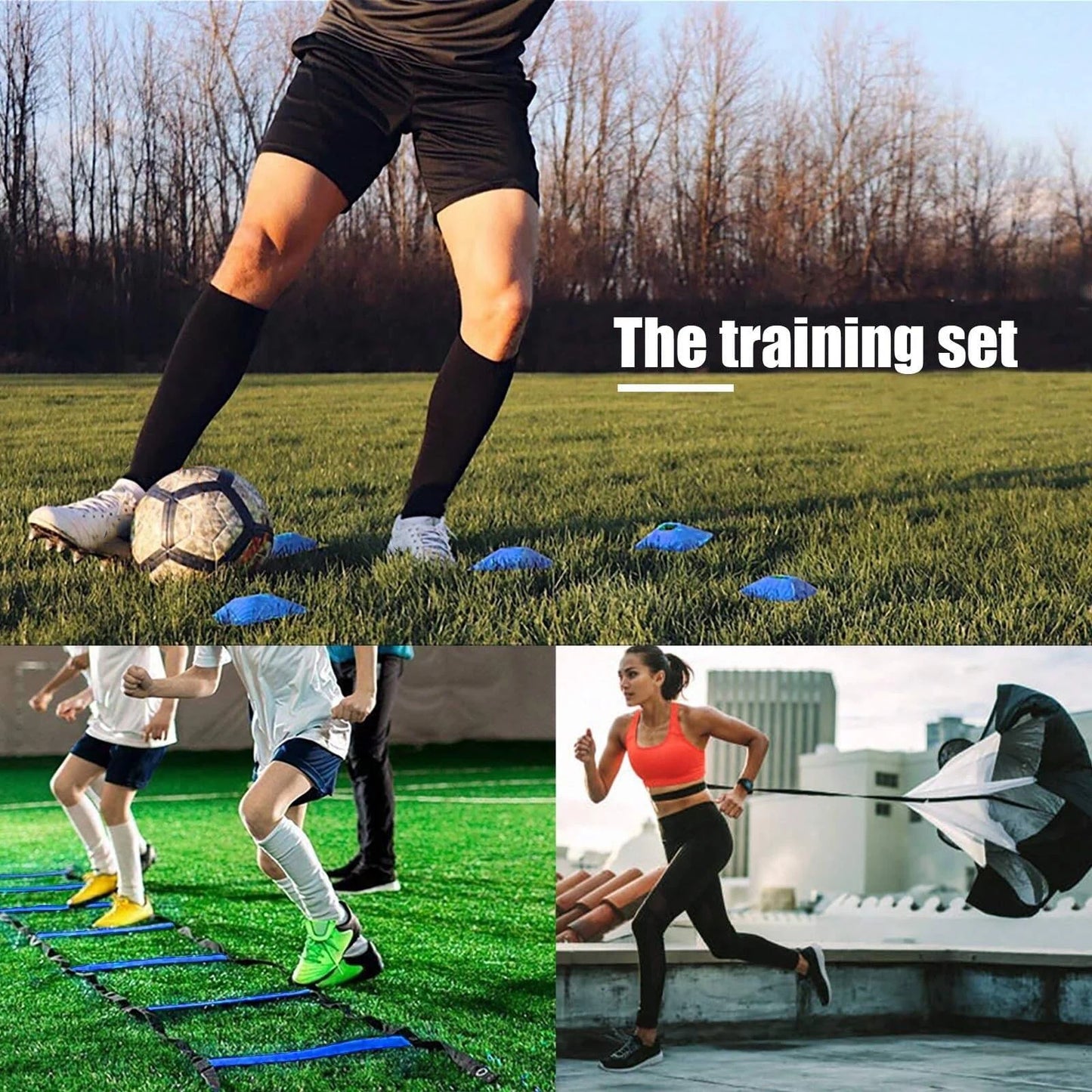 Speed & Agility Training Set – 20ft Agility Ladder, Cones, Resistance Parachute & Speed Training Equipment