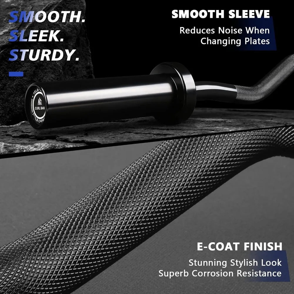 Brand new fast shipping EZ Curl Bar Weight Set 2 Inch Easy Curl Barbell with Weight Plates for Strength Training