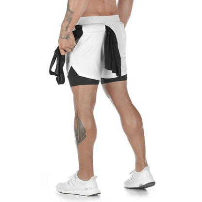 Men’s 2-in-1 Camo Running Shorts – Quick Dry Gym & Training Workout Shorts