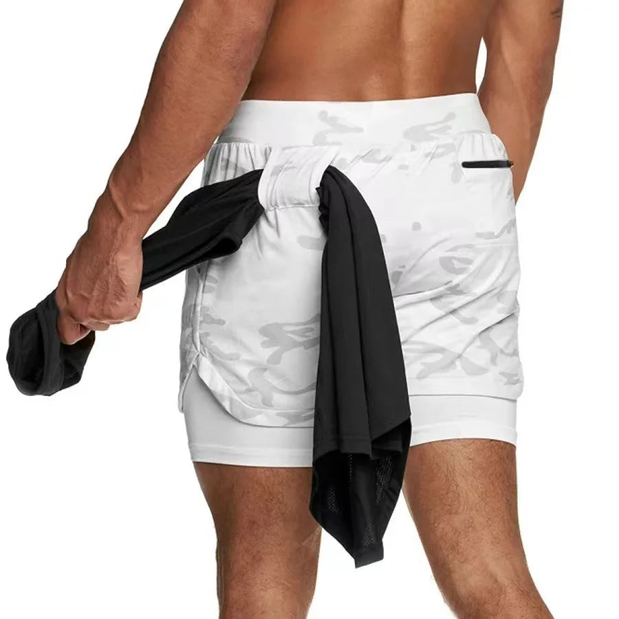 Men’s Camo Running Shorts – 2-in-1 Quick-Dry Gym, Training & Fitness Shorts
