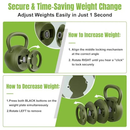 2-in-1 Adjustable Kettlebell & Dumbbell Set – 15–45 LB Weight System for Home Gym Strength Training