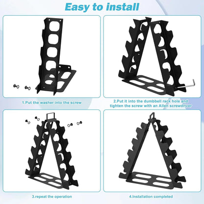 5-Tier A-Frame Metal Dumbbell Rack with Handle, Compact Weight Storage Organizer f