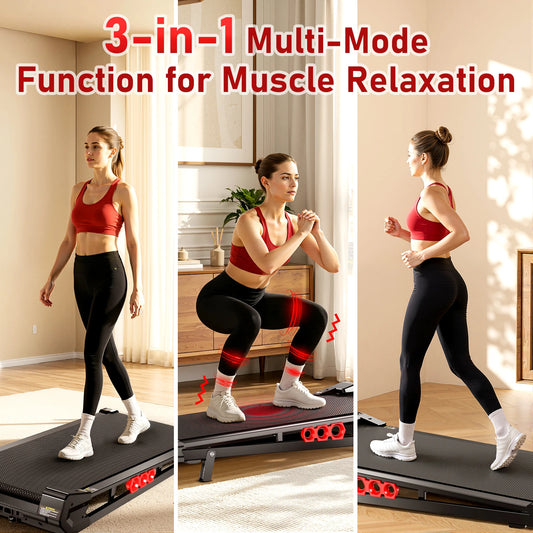 AKLUER 3-in-1 Under Desk Walking Pad with Vibration Plate – Portable Treadmill with Incline & Remote Control