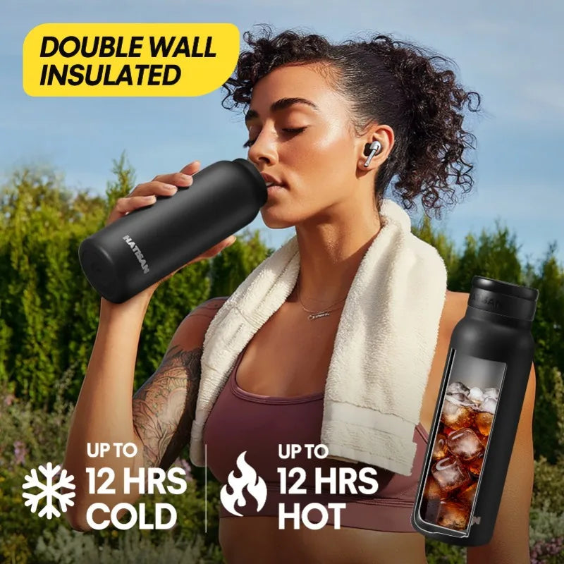 24oz Stainless Steel Insulated Water Bottle – Magnetic Phone Holder, Sports & Travel Thermos