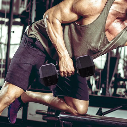 Hex Rubber Dumbbell Sets – Contoured Grip Weights for Full Body Strength Training (60–550 LB)