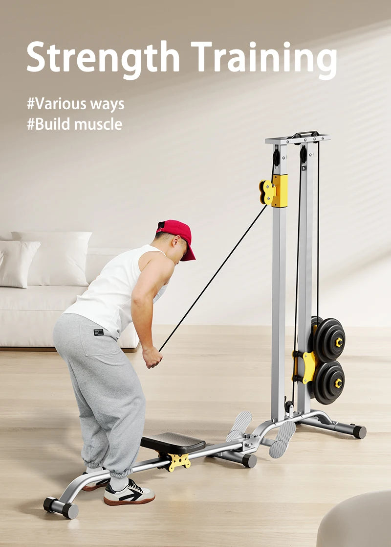 LAT Pulldown Machine 100KG Home Gym with High Low Pulley & Row Bars
