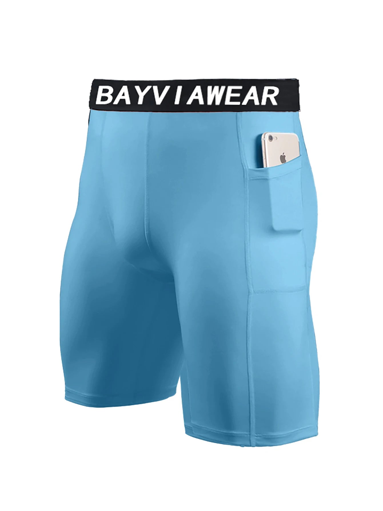 1 Pack Men Compression Shorts with Side Pocket Quick Dry Fitness Running