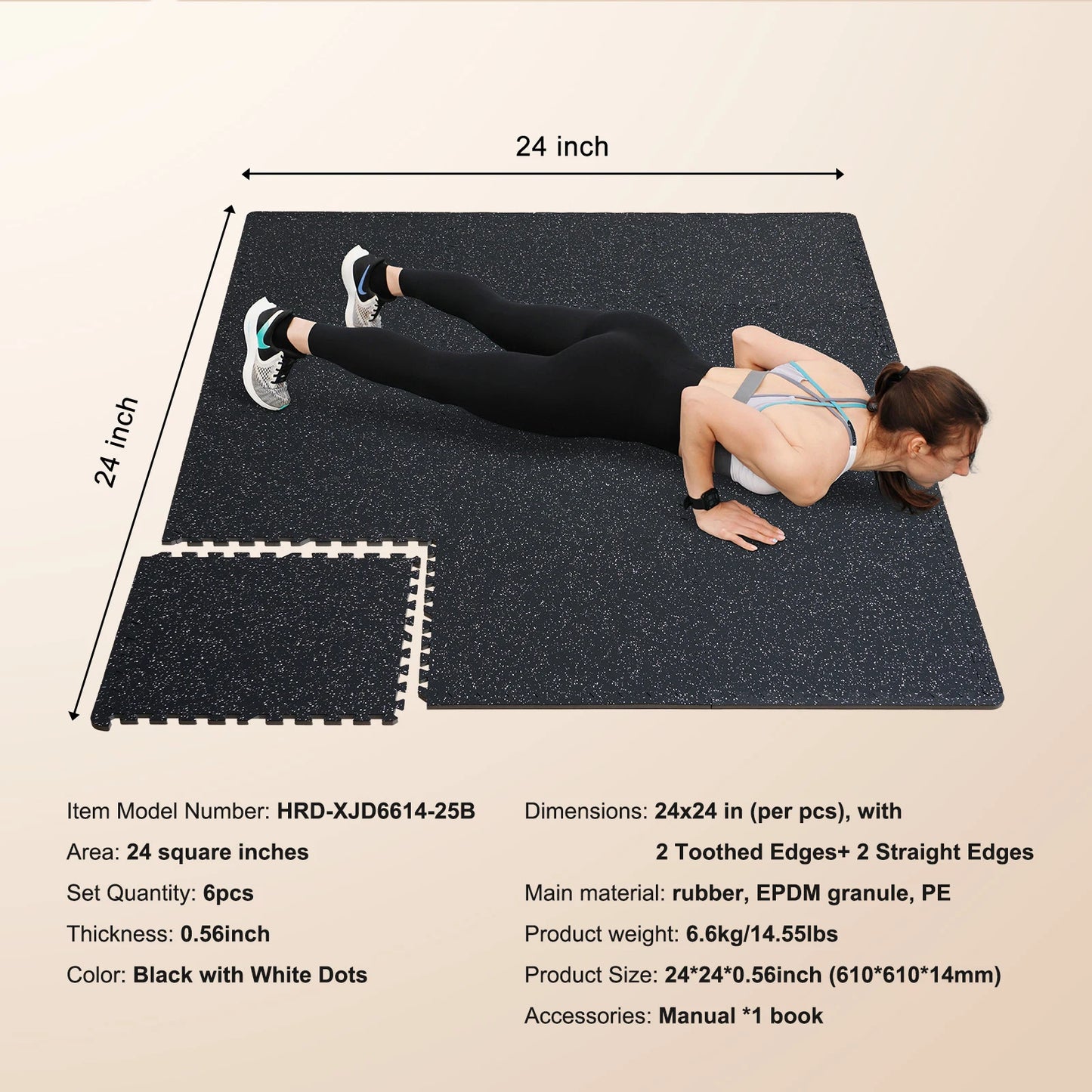 SucceBuy Interlocking Gym Floor Mats (0.56" EVA Foam & Rubber Top)