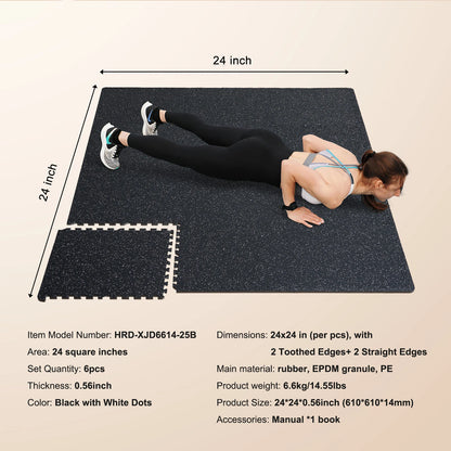 SucceBuy Interlocking Gym Floor Mats (0.56" EVA Foam & Rubber Top)