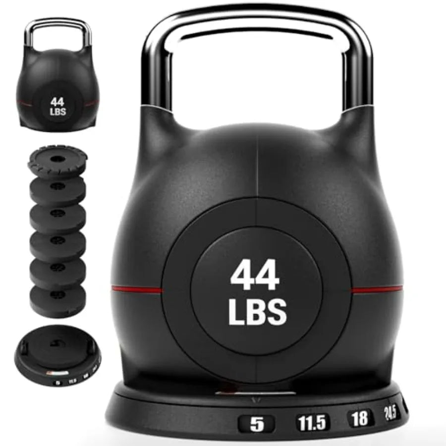 Adjustable Kettlebell Set 44 LB – 7 Weight Levels with Quick-Change Dial for Full-Body Workouts