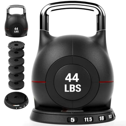 Adjustable Kettlebell Set 44 LB – 7 Weight Levels with Quick-Change Dial for Full-Body Workouts