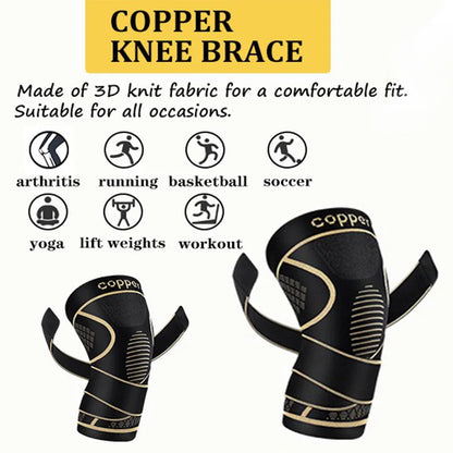 Copper Fiber Knee Brace with 360° Compression – Non-Slip Support for Arthritis, Running & Fitness