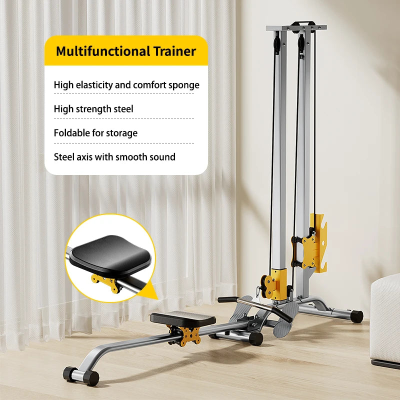 LAT Pulldown Machine 100KG Home Gym with High Low Pulley & Row Bars