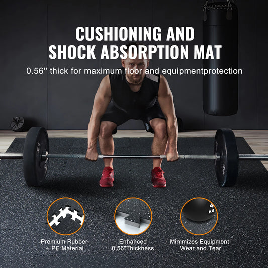 SucceBuy Interlocking Gym Floor Mats (0.56" EVA Foam & Rubber Top)