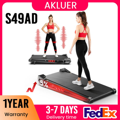 AKLUER 3-in-1 Under Desk Walking Pad with Vibration Plate – Portable Treadmill with Incline & Remote Control